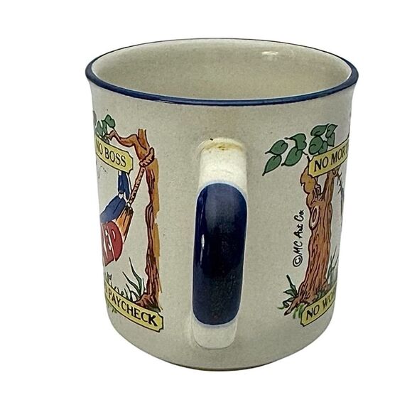 RETIRED Coffee Mug VTG MC Art Co Tea Cup NO MORTGAGE BOSS WORRIES PAYCHECK - Picture 4 of 4